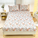 GobekUsa Green Leaf Flower Fitted Sheet Set with 2 Pillowcases for All Seasons