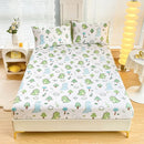 GobekUsa Green Leaf Flower Fitted Sheet Set with 2 Pillowcases for All Seasons