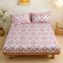GobekUsa Green Leaf Flower Fitted Sheet Set with 2 Pillowcases for All Seasons