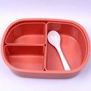 Coral and white lunch box set – kitchen three compartment bento by Decorbites