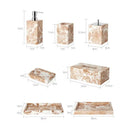 GobekUsa Coral Pink Marble Bathroom Accessories Set: Dispenser, Dish, Holder, Tissue Box, Tray