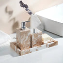 GobekUsa Coral Pink Marble Bathroom Accessories Set: Dispenser, Dish, Holder, Tissue Box, Tray