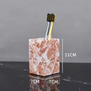 GobekUsa Coral Pink Marble Bathroom Accessories Set: Dispenser, Dish, Holder, Tissue Box, Tray