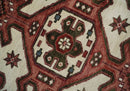 Coral Rust and Ivory Hand Knotted Traditional Heriz Serapi Multi Size Wool area Rug