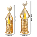 Set of 2 Gold Electric Candle Holders Ramadan Lanterns