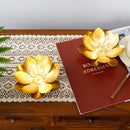 Set of 2-D6"xH3.34" Gold Lotus Table Lamps