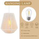 8" H Woven Hemp Rope Battery Powered Hanging Lamp