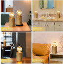 Set of 2 8.5" Tall Wood Grain Table Lamps by JHY DESIGN