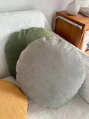 Corduroy round pillow cover living room solid stripe decor by Decorbites