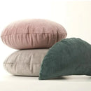 Corduroy round pillow cover living room solid stripe decor by Decorbites
