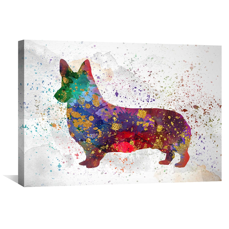 Corgi Splatter Canvas