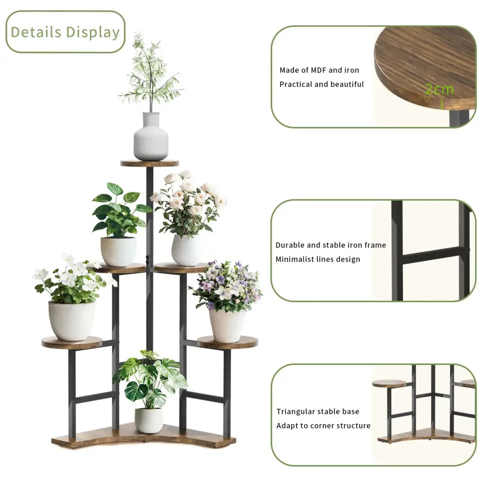 GobekUsa 6-tier Corner Plant Stand - Space-saving Display Shelf, photo 6 of 10