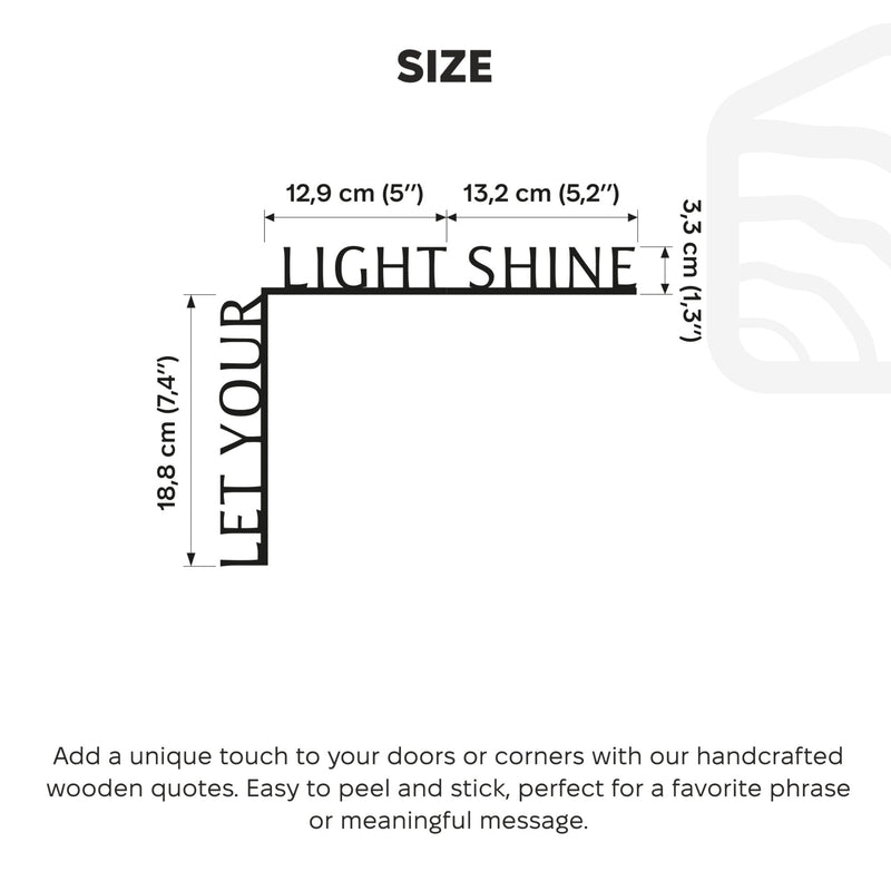 Wooden Corner Quote – Let Your Light Shine, photo 8 of 10
