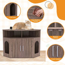 Corner Cat Litter Box Enclosure with Storage Shelves and Double Doors-Gray by LJGDeals