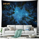 Cosmic night sky forest tree landscape tapestry bedroom wall decor by Decorbites