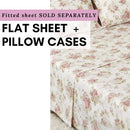 DaDa Bedding Hint of Mint Dainty Cottage Floral Roses Cotton Flat Sheet Only w/ Pillow Case (3036)