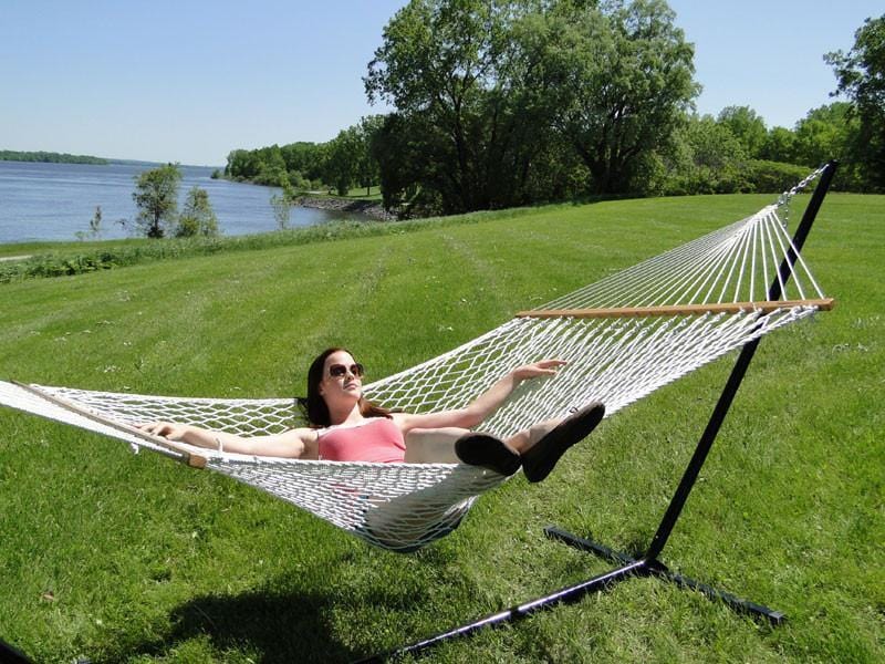 Cotton Rope Hammock with 3-Beam Stand