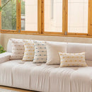 Cotton stripe jacquard cushion cover set blue & yellow living room by Decorbites
