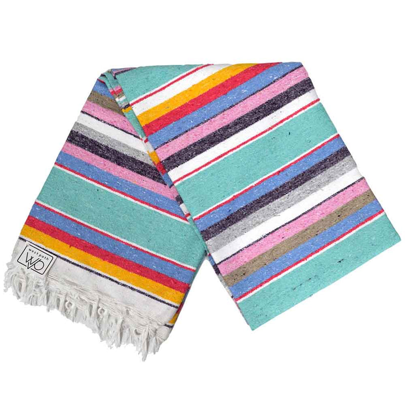 Cotton Serape Blanket - Mint Pastel