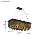 GobekUsa Black Crystal Island Pendant Light - Country Style - 23.5"/31.5" Size - 8-Light Dining Room Hanging Lamp Kit