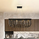 GobekUsa Black Crystal Island Pendant Light - Country Style - 23.5"/31.5" Size - 8-Light Dining Room Hanging Lamp Kit