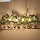 GobekUsa Country Bronze Birdcage Island Light with Bird and Faux Ivy - 4-Bulb Bar Suspension