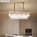 GobekUsa Country Dining Room Island Lamp with Rectangular Crystal Shade - 8 Bulbs Hanging Light Kit