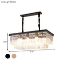 GobekUsa Country Dining Room Island Lamp with Rectangular Crystal Shade - 8 Bulbs Hanging Light Kit
