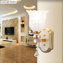 GobekUsa Country Style Frosted Glass Floral Wall Sconce Lamp - Gold Finish Wall Lighting Fixture for Corridor