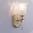 GobekUsa Country Style Frosted Glass Floral Wall Sconce Lamp - Gold Finish Wall Lighting Fixture for Corridor