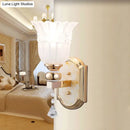 GobekUsa Country Style Frosted Glass Floral Wall Sconce Lamp - Gold Finish Wall Lighting Fixture for Corridor