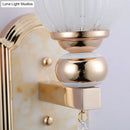 GobekUsa Country Style Frosted Glass Floral Wall Sconce Lamp - Gold Finish Wall Lighting Fixture for Corridor