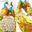 GobekUsa Country Style Peacock Wall Sconce with Crystal Shade for Bedroom - Yellow Resin 1-Light Lamp