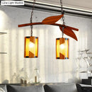 GobekUsa Country Style Crackle Glass Hanging Light with Branch Accent - Brown, 2 Lights - Ideal for Restaurants