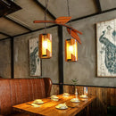 GobekUsa Country Style Crackle Glass Hanging Light with Branch Accent - Brown, 2 Lights - Ideal for Restaurants