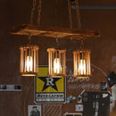 GobekUsa Country Style Cylinder Kitchen Island Pendant Lamp with Wooden Board - 3 Heads