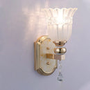 GobekUsa Country Style Frosted Glass Floral Wall Sconce Lamp - Gold Finish Wall Lighting Fixture for Corridor