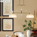GobekUsa Country Style Gold Island Pendant with Clear Prismatic Glass and 2 Bulbs - Metal Hanging Light Kit