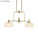 GobekUsa Country Style Gold Island Pendant with Clear Prismatic Glass and 2 Bulbs - Metal Hanging Light Kit