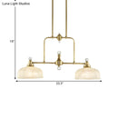 GobekUsa Country Style Gold Island Pendant with Clear Prismatic Glass and 2 Bulbs - Metal Hanging Light Kit