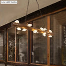 GobekUsa Country-style Mushroom Chandelier with 12 Wooden Bulbs for Indoor Pendant Lighting