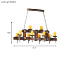 GobekUsa Country Style Wooden Island Lighting Fixture - Brown Candle Design, 7/10 Heads - Ideal for Dining Room