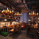 GobekUsa Country Style Wooden Island Lighting Fixture - Brown Candle Design, 7/10 Heads - Ideal for Dining Room