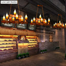 GobekUsa Country Style Wooden Island Lighting Fixture - Brown Candle Design, 7/10 Heads - Ideal for Dining Room