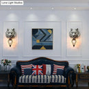 GobekUsa Country Style Tiger Sconce Wall Lamp for Children's Room - Yellow/Gray Resin with Clear Crystal Shade and 1 Bulb