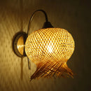 GobekUsa Countryside Rattan Wall Sconce with 1 Beige Light - Handcrafted for Bedroom (Down/Up)