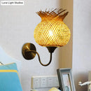 GobekUsa Countryside Rattan Wall Sconce with 1 Beige Light - Handcrafted for Bedroom (Down/Up)