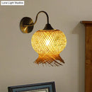 GobekUsa Countryside Rattan Wall Sconce with 1 Beige Light - Handcrafted for Bedroom (Down/Up)