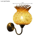 GobekUsa Countryside Rattan Wall Sconce with 1 Beige Light - Handcrafted for Bedroom (Down/Up)