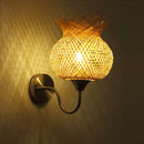 GobekUsa Countryside Rattan Wall Sconce with 1 Beige Light - Handcrafted for Bedroom (Down/Up)